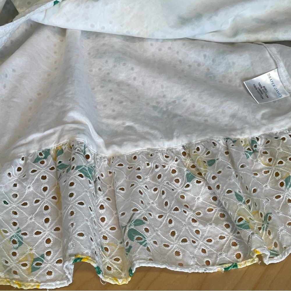 Draper James Reba Wrap Dress Sz 10 White Eyelet with Yellow Floral Garden Party - Picture 8 of 14